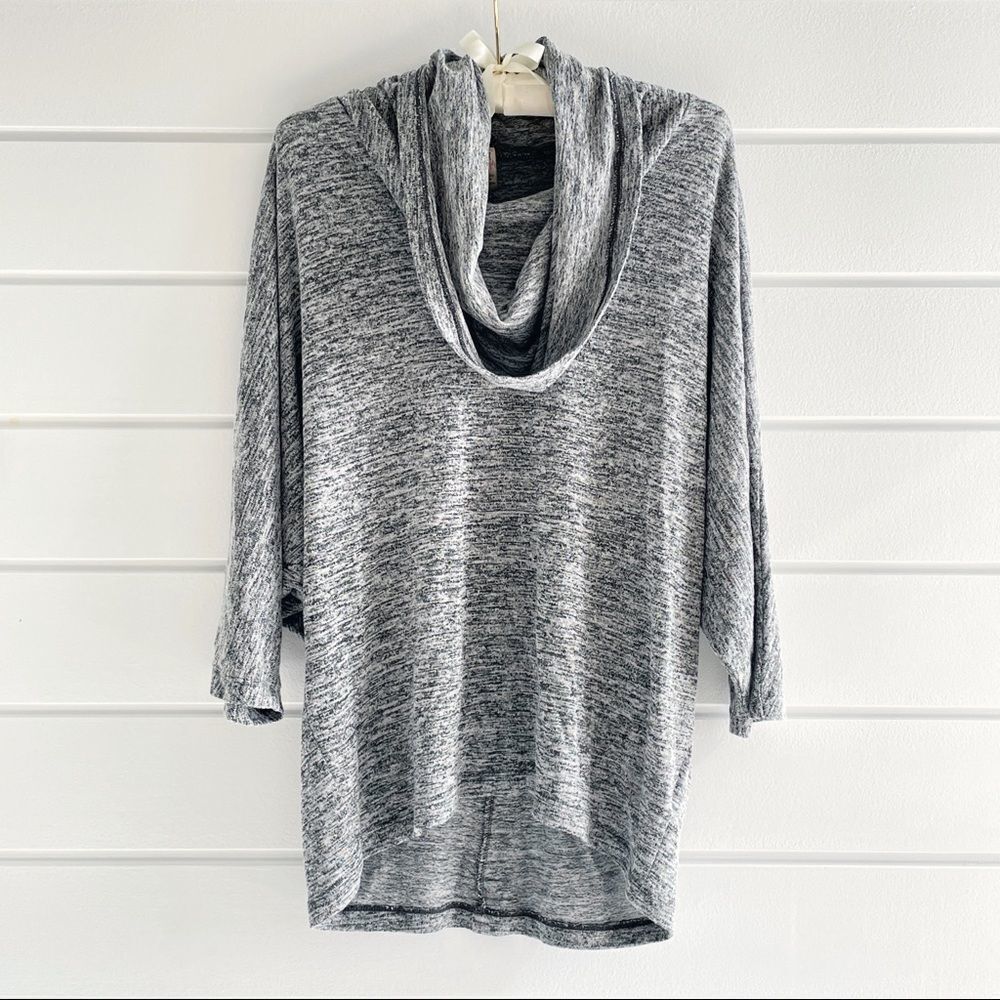 Olivia Moon Grey Dolman Sleeve Cowlneck Sweater L